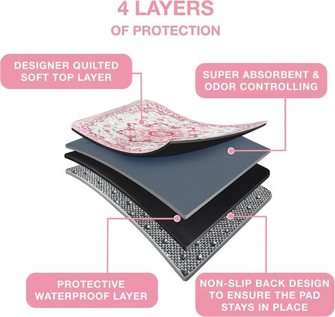 Washable Pee Pads for Dogs - Super Absorbent Reusable Puppy Training Pads - 100% Waterproof, Leak-Proof & Non-Slip Whelping Pads for Pet Housebreaking in Kuwait