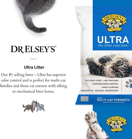 Dr. Elsey's Cat Sterter - Premium غير معلن القمامة مع المكونات الطبيعية - غبار منخفضة الرائحة التحكم في الرائحة القمامة - رطوبة متكاملة صلبة تمتص الطين متعدد القطط (لجميع القطط - 40 رطلاً) in Kuwait