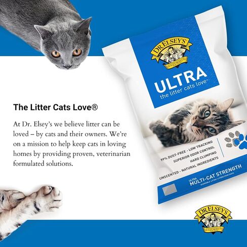 Dr. Elsey's Cat Sterter - Premium غير معلن القمامة مع المكونات الطبيعية - غبار منخفضة الرائحة التحكم في الرائحة القمامة - رطوبة متكاملة صلبة تمتص الطين متعدد القطط (لجميع القطط - 40 رطلاً) in Kuwait