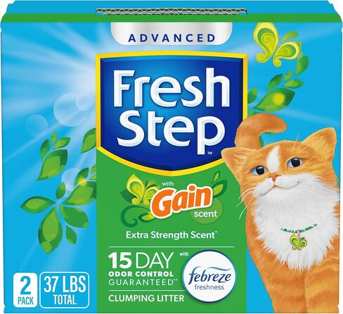 Fresh Step Clumping Cat Litter, With Gain, Advanced, Extra Large, 37 Pounds total (2 Pack of 18.5lb Boxes) in Saudi Arabia