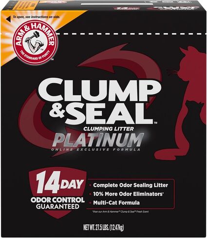 ARM & HAMMER Clump & Seal Platinum Multi-Cat Complete Odor Sealing Clumping Cat Litter with 14 Days of Odor Control, 37 lbs, Online Exclusive Formula in Saudi Arabia