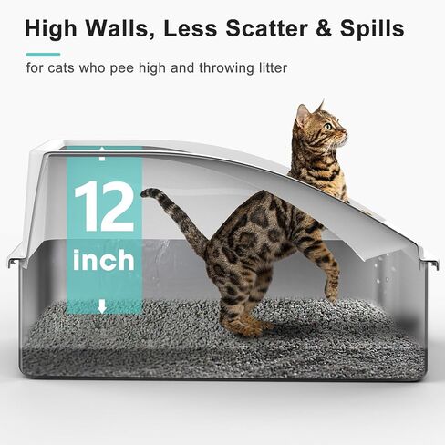 Stainless Steel Litter Box | XL Enclosed Cat Litter Box with Lid for Big Cats | High Sided, Anti-Urine Leakage | Non-Stick Bottom & Includes Litter Mat & Metal Scoop in Kuwait
