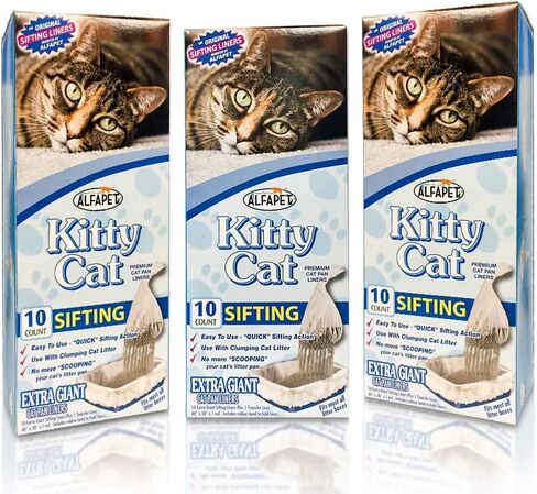 alfapet kitty cat pan يمكن التخلص منها ، بطانات غربلة-10 حزمة + 1 نقل بطانة كبيرة ، كبيرة ، x-large ، عملاق ، عملاق مصبعات فضلات ذات حجم كبير من أجل الشركة ، سهلة الملاءمة-حزمة من 3 in Kuwait
