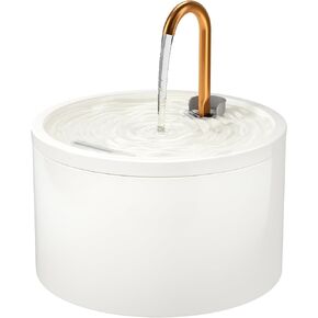 DOOOB Ceramic Cat Water Fountain, 2.1L/71oz Ceramic Cat Fountain, Automatic Ceramic Water Fountain for Cats, Pet Water Fountain with Ultra-Quiet Pump and Filter & Sponge (White)