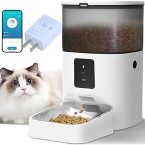وحدة تغذية Cat التلقائية ، موزع 4L Cat Food مع مسجل صوتي 10s ، وحدة تغذية الحيوانات الأليفة تصل إلى 8 وجبات في اليوم ، وحدة تغذية القطط في توقيت مع حلقة مغلقة الطعام الجاف (أبيض ، 4L-BASIC)