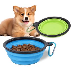 5 Pack Collapsible Dog Bowls Travel Dog Cat Water Food Bowls Portable Foldable Collapse Dishes with Carabiner Clip for Traveling Hiking Walking