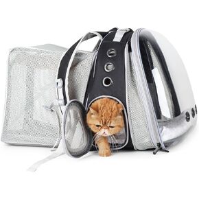 Lollimeow Cat Carrier Backpack, Bubble Expandable Backpack Carrier, Pets and Small Dogs,Airline-Approved, Designed for Travel, Hiking, Walking & Outdoor Use (Front Expandable-Pink)