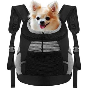 Dog Backpack Carrier, Front Chest Carrier for Dogs, Pet Carrying Bag for Travel Hiking Cycling Outdoor Black L (14-20 lbs)
