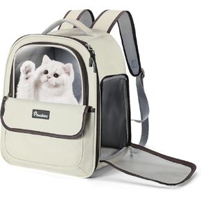 Pawaboo Cat Carrier Backpack ، حقيبة ظهر Pet Carrier Peties Peties Dogs Small Dogs ، حاملة كيس القطط القابلة للتنفس ، حاملة حقيبة تحمل على الظهر الكلاب الصغيرة لأرنب جرو هريرة - أسود (يصل إلى 22 رطل)