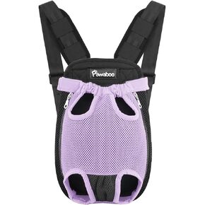 Pawaboo Pet Carrier Backpack, Adjustable Pet Front Cat Dog Carrier Backpack Travel Bag, Legs Out, Easy-Fit for Traveling Hiking Camping for Small Medium Dogs Cats Puppies, Medium, Black