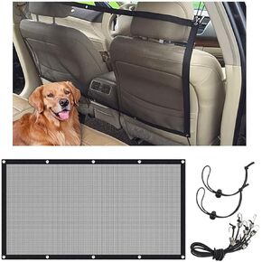 Car Dog Barrier Net, Auto Protection Fence Net Backseat Mesh Pet Barrier, Car Stretchable Obstacle Mesh Divider Net Car Adjustable Safety Mesh for Most Cars, Trucks, SUVs (44"×24")