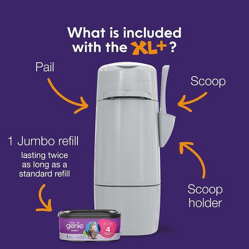 Litter Genie XL+ Pail | Cat Litter Waste Disposal System for Odor Control | Includes 1 Jumbo Refill Bag in Saudi Arabia