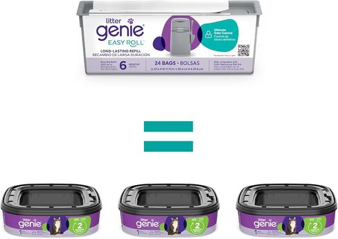Litter Genie Easy Roll Refill Bags (1-Pack) | Includes a 6-month long lasting roll of 24 Bags | Ultimate Odor Control Cat Litter Bags in Kuwait