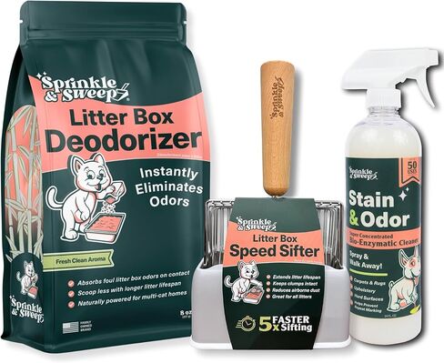 Sprinkle & Sweep Litter Box Deodorizer - Cat Litter Deodorizer Non Toxic and Safe for Kittens - Instantly Eliminates Foul Smells and Urine Odors - One Month Supply (8oz) in Saudi Arabia