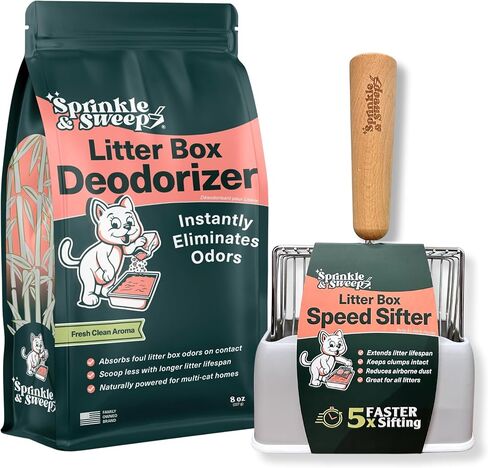 Sprinkle & Sweep Litter Box Deodorizer - Cat Litter Deodorizer Non Toxic and Safe for Kittens - Instantly Eliminates Foul Smells and Urine Odors - One Month Supply (8oz) in Saudi Arabia