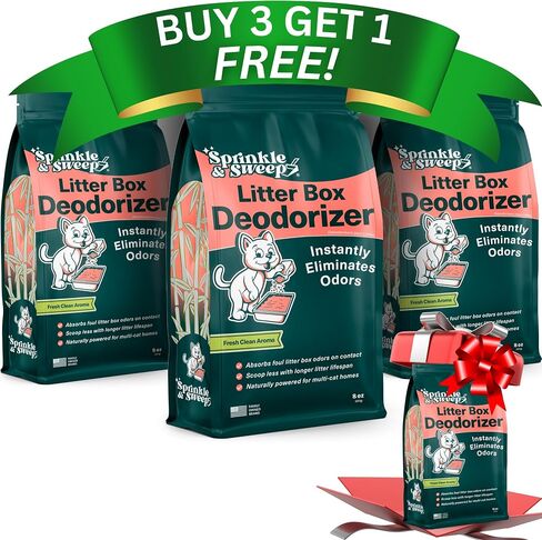 Sprinkle & Sweep Litter Box Deodorizer - Cat Litter Deodorizer Non Toxic and Safe for Kittens - Instantly Eliminates Foul Smells and Urine Odors - One Month Supply (8oz) in Saudi Arabia