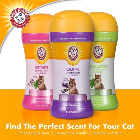 Arm & Hammer Restoring Cat Litter Box Deodorizing Crystals, Clary Sage & Mint Scent - Cat Smell Eliminator for Home, Odor Control, Cat Litter Crystals, Cat Essentials, 15 Ounce in Saudi Arabia