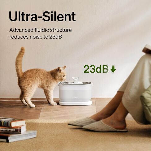 PETLIBRO Cat Water Fountain, Cordless Pet Water Fountain Battery Operated, 2.5L/84oz Dockstream Water Fountains for Cats Indoor, Cat Fountain with Stainless Steel Tray, Easy to Clean BPA-Free in Saudi Arabia