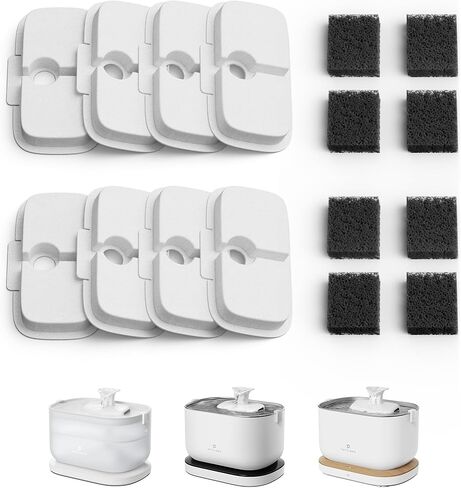 مرشحات استبدال Petlibro لـ Dockstream Cat Water Fountain PLWF005 PLWF115 PLWF105 ، 4 أشهر مجموعة من مرشحات الاستبدال لنافورة مياه الحيوانات الأليفة الهادئة الفائقة ، وأبيض 8 عدد (حزمة 1) in Kuwait