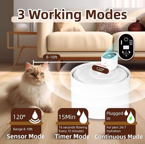 Ceramic Cat Water Fountain,2.3lL/78oz Cat Water Fountain Cordless, Automatic pet Water Fountain with Ultra-Quiet Pump and 4 Filter for Cats, Dogs, Multiple Pets in Saudi Arabia