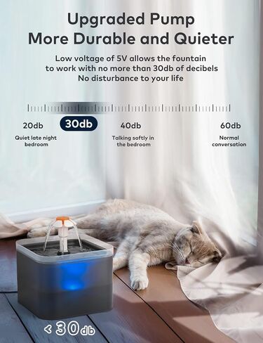 Cat Water Fountain: Cat Fountain - Water Fountains for Cats Indoor - 67oz/2L Cat Fountains for Drinking - Pet Water Fountain - Ultra Silent - Cat Drinking Fountain for Small Dogs - AONBOY in Saudi Arabia