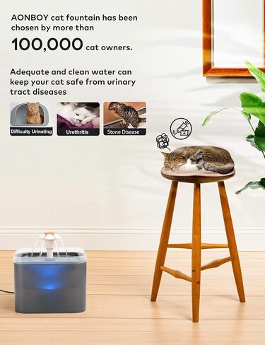 Cat Water Fountain: Cat Fountain - Water Fountains for Cats Indoor - 67oz/2L Cat Fountains for Drinking - Pet Water Fountain - Ultra Silent - Cat Drinking Fountain for Small Dogs - AONBOY in Saudi Arabia