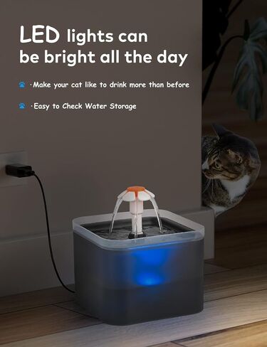 Cat Water Fountain: Cat Fountain - Water Fountains for Cats Indoor - 67oz/2L Cat Fountains for Drinking - Pet Water Fountain - Ultra Silent - Cat Drinking Fountain for Small Dogs - AONBOY in Saudi Arabia