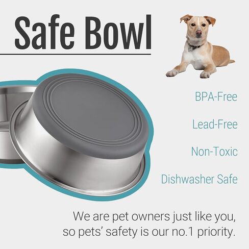 PEGYY11 Nonslip Stainless Steel Dog Bowls, 3.8 US Cup, 2 Count in Kuwait