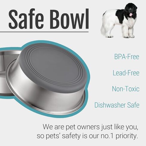 PEGYY11 Nonslip Stainless Steel Dog Bowls, 3.8 US Cup, 2 Count in Kuwait