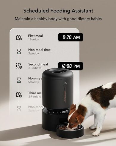Petlibro Automatic Cat Resered ، 5G WiFi Automatic Dog Reservation مع الحفاظ على نضارة ، وحدة تغذية قطط موقوتة 5L مع مستشعر غذائي منخفض ، ما يصل إلى 10 وجبات في اليوم ، مغذي الحيوانات الأليفة للقطط ، الأسود in Kuwait