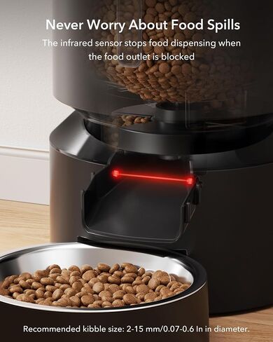 Petlibro Automatic Cat Resered ، 5G WiFi Automatic Dog Reservation مع الحفاظ على نضارة ، وحدة تغذية قطط موقوتة 5L مع مستشعر غذائي منخفض ، ما يصل إلى 10 وجبات في اليوم ، مغذي الحيوانات الأليفة للقطط ، الأسود in Kuwait