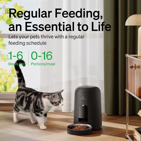 PETLIBRO Automatic Cat Feeder, Wi-Fi Rechargeable Cat Food Dispenser Battery-Operated with 30-Day Life, AIR 2.4G Wi-Fi Timed Pet Feeder for Cat & Dog, 2L Auto Cat Feeder, Black in Saudi Arabia