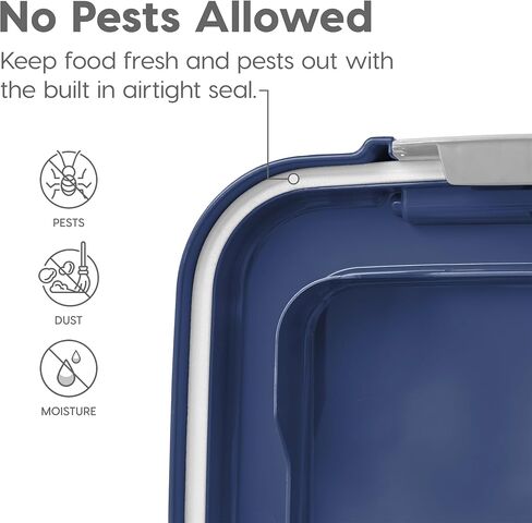 IRIS USA Airtight Pet Food Storage Container, Up to 54 lbs, Attachable Wheels, For Dog Cat Bird and Other Pet Food Storage Bin, Keep Fresh, Easy Mobility, BPA Free, Navy/Pearl in Saudi Arabia
