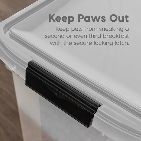 IRIS USA 10 Lbs / 12.75 Qt WeatherPro Airtight Pet Food Storage Container, for Dog Cat Bird and Other Pet Food Storage Bin, Keep Fresh, Translucent Body, BPA Free, Clear/Gray in Saudi Arabia