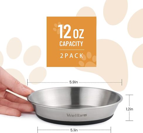 Cat Bowls, 304 Stainless Steel Non-Slip Wide Shallow, 2 Pack in Saudi Arabia