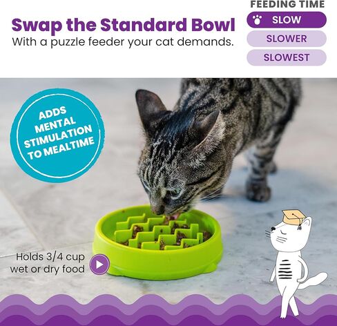 Catstages Kitty Slow Feeder Cat Bowl, Green in Saudi Arabia