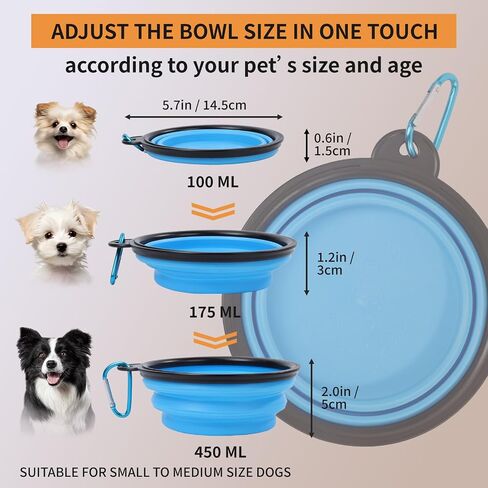 5 Pack Collapsible Dog Bowls Travel Dog Cat Water Food Bowls Portable Foldable Collapse Dishes with Carabiner Clip for Traveling Hiking Walking in Saudi Arabia