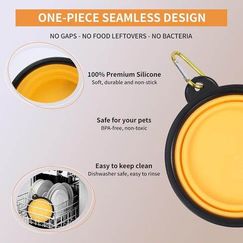 5 Pack Collapsible Dog Bowls Travel Dog Cat Water Food Bowls Portable Foldable Collapse Dishes with Carabiner Clip for Traveling Hiking Walking in Saudi Arabia