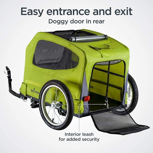 Schwinn Rascal Bike Dog Trailer, Carrier for Small and Large Pets, Easy Folding Cart Frame, Quick Release Wheel, Universal Bicycle Coupler, Washable Non-Slip Lining in Kuwait