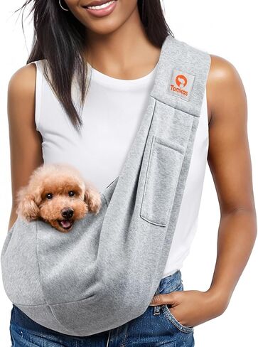 Tomkas Small Dog Sling Carrier - كلاسيكي جيب وحزام كلاسيكي وجيب كلاسيكي - للحيوانات الأليفة من 3 إلى 10 رطل (أحمر) in Kuwait