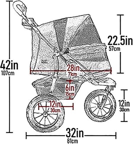 Pet Gear No-Zip Jogger Pet Stroller for Cats/Dogs, Zipperless Entry, Airless Tires, Easy One-Hand Fold, Cup Holder + Storage Basket, Green Clover in Kuwait