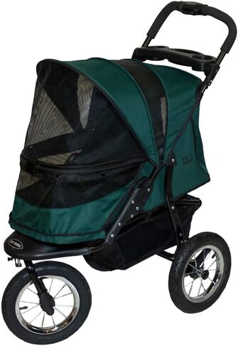 Pet Gear No-Zip Jogger Pet Stroller for Cats/Dogs, Zipperless Entry, Airless Tires, Easy One-Hand Fold, Cup Holder + Storage Basket, Green Clover in Kuwait