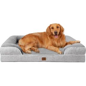 EHEYCIGA Orthopedic Dog Beds for Extra Large Dogs, Waterproof Memory Foam XL Dog Bed with Sides, Non-Slip and Egg-Crate Foam Big Dog Couch Bed with Washable Removable Cover, Grey