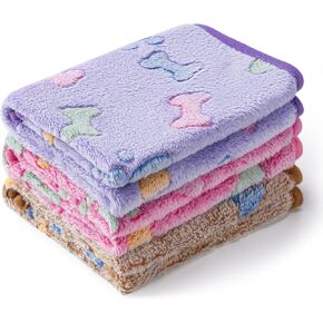 1 Pack 3 Blankets Super Soft Fluffy Premium Fleece Pet Blanket Flannel Paw Printed Throw for Dog Puppy Cat (Small 23x16'', Brown, Pink, White) in Saudi Arabia