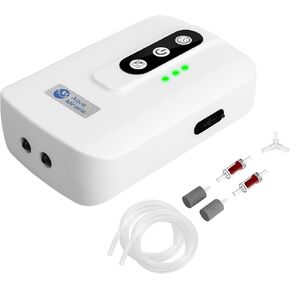 AquaMiracle Lithium Battery Powered Portable Aquarium Air Pump for Fish Tank, USB Rechargeable Aquarium Bubbler Aerator for Outdoor Fishing, Power Outages and Emergency