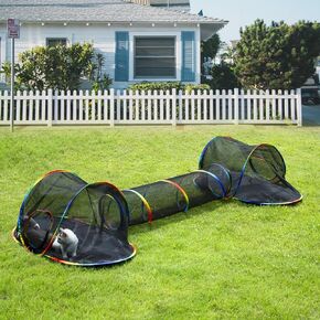 LUCKITTY Outdoor Rainbow Cat Enclosures Playground,Outside House for Indoor Cats Include Portable Tent, Circle Cat Playpen Tunnel, for Cats, Kitty and Small Animals,Within Storage Bag