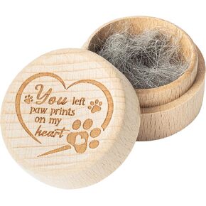 Cjiangpo Pet Hair Hair Temsake Box ، صندوق تذكاري للفرو الخشبي مع نقش PAW ، شعر الكلب رماد الحاوية التذكارية لفقدان الجرة هدايا التعاطف