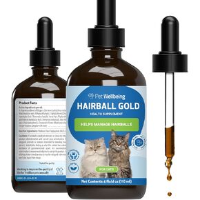 Pet Wellbeing Hairball Gold for Cats - Vet-Formulated - Eases Passage of Hairballs Through Digestive Tract - No Mineral Oil, All-Natural Lubrication - 2 oz (59 ml)