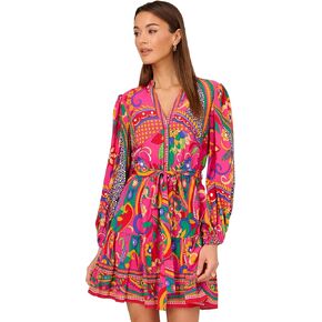 Adrianna Papell Womens Printed Short Dress Blue Multi 12