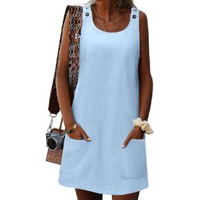 Zeagoo Summer Dress for Women Sleeveless Tank Dress with Pockets Casual Short A Line Dress Crewneck Sundress 2025